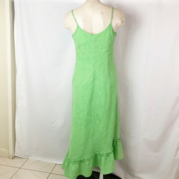 Banana Republic Green Linen asymmetrical summer Dress size 4 - Picture 7 of 14
